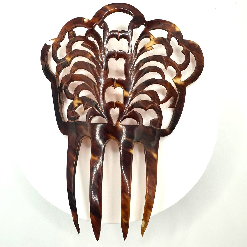 Antique Victorian 1800s “faux” tortoiseshell tortoise shell hair comb ornament